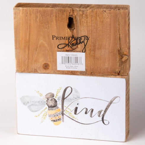 Primitives by Kathy 133243 Wood Box Sign, 6" Length x 3.50" Height x 1" Width, Bee Kind...