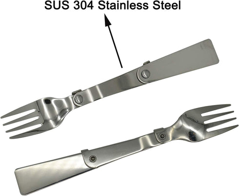 Maydahui 2PCS Folding Spoon and Fork SUS 18/10?304?Stainless Steel Spork Portable Camping Cutlery Multi-Functional Foldable Fruit Forks for Outdoo...