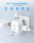 European Travel Plug Adapter, LENCENT International Type-C Foldable Power Plug with 4 Outlets, USB C Charger Adaptor, US to Most of Europe EU Icel...