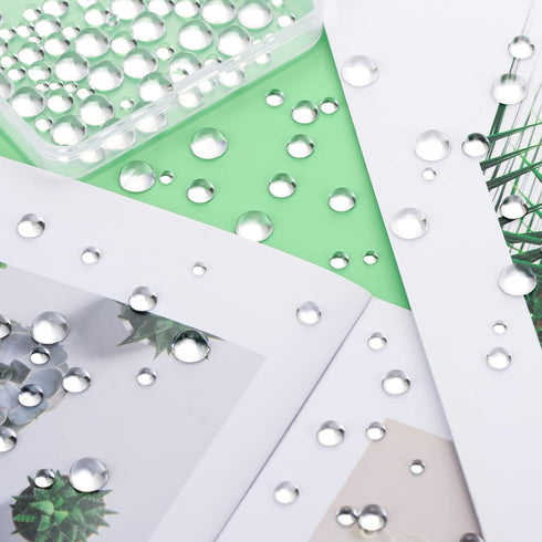 1050 Pieces Clear Water Dewdrop Embellishments, CCOZN Card Making Supplies Clear Beads Water Droplets Waterdrop Resin Beads for DIY Scrapbooking C...