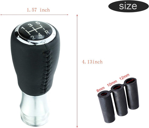 5 Speed Shift Knob Leather Shifter Lever Gear Stick Transmissions Fit Most Manual Cars Truck SUV Vehicles (Black)...