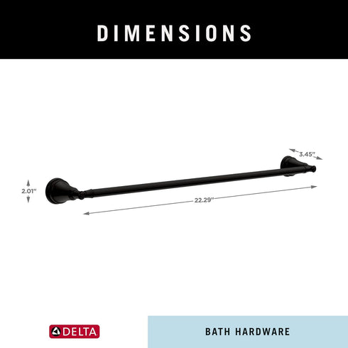 Delta MYN18-MB Mylan 18-in Wall Mount Towel Bar with 6-in Extender Bath Hardware Accessory in Matte Black...