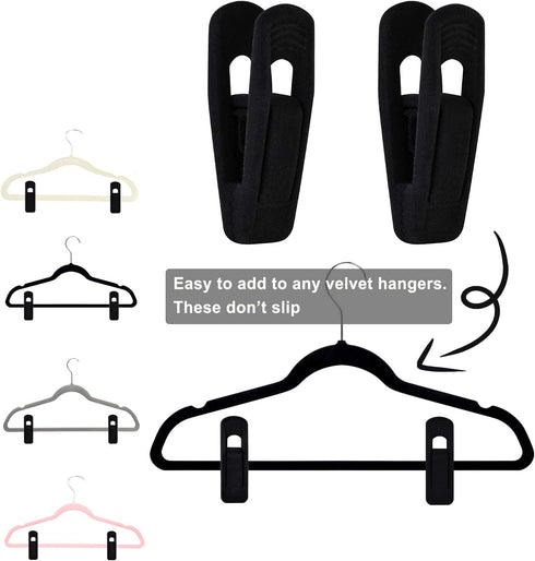Black Velvet Hangers Clips 20 PCS, Non-Slip Velvet Clips for Suit Pant Skirt Hanger, Strong Finger Clips Perfect for Thin Flocking Hangers...