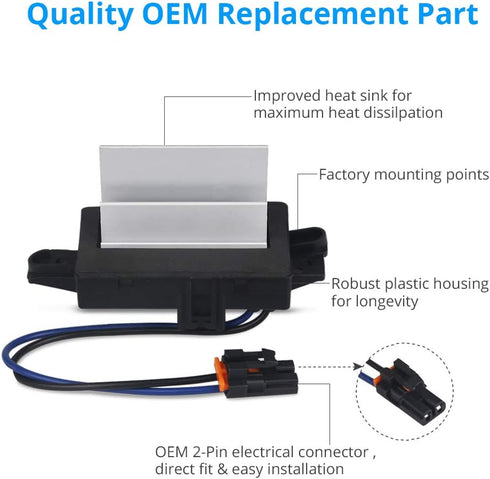 AC Blower Motor Resistor Compatible with 2003-2007 Chevy Silverado Suburban Tahoe GMC Envoy Sierra Yukon Cadillac Escalade Replacement for 15-8056...