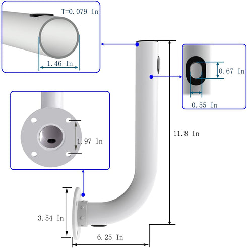 Sinsica Pole Mount, Antennas Mount,Electronics Pole for Outside Home Antenna Installation.11.8Inch Length...