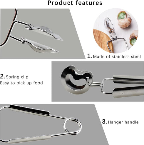 DOERDO 6PCS Stainless Steel Escargot Snail Tongs with Forks, Kitchen Cooking Tool for Kitchen Cooking and Restaurant Serving, 6Inch...