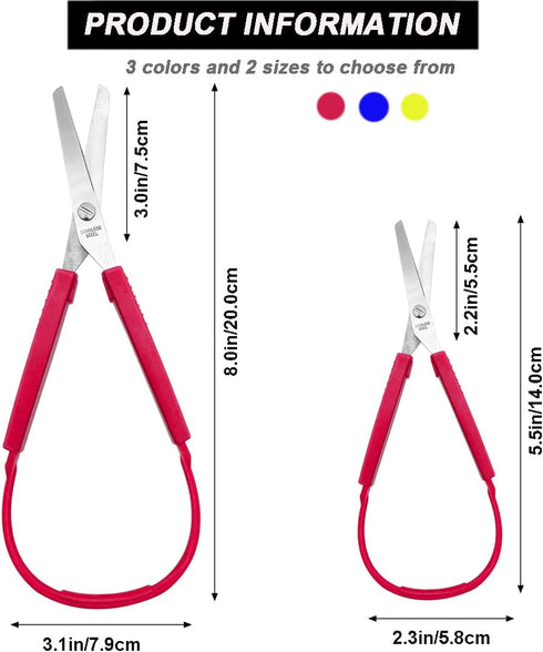 6 Pcs Loop Scissors, 5.5/8 inch, Spring Scissors Mini Training Loop Scissors for Special Needs Supplies Children Teen Adult Elderly, Adaptive Desi...