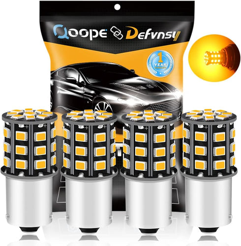 Qoope BAU15S 7507 PY21W LED Bulbs Amber Yellow, Non-polarity 12-24V Super Bright for Turn Signal Tail Brake Lights (Pack of 4)...