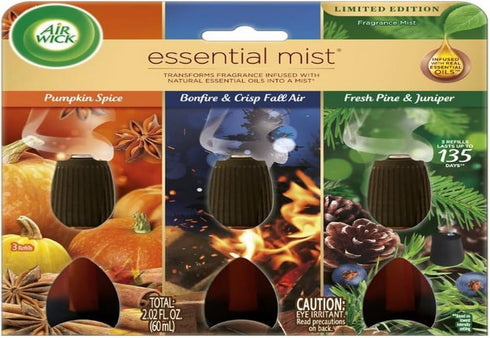 Air Wick Essential Mist – Triple Refill Multi-fragrance Pack Fall, 3 Refills...
