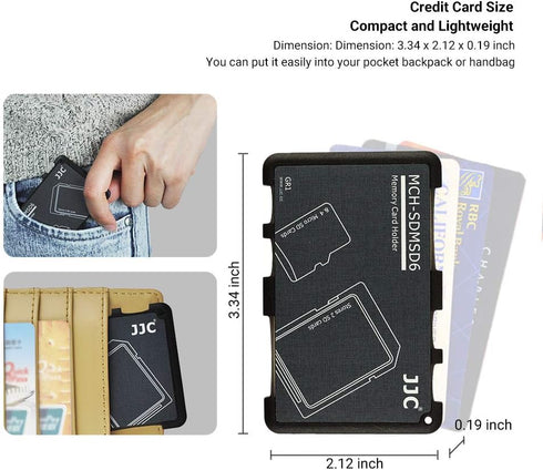 6 Slots SD Micro SD Card Case Storage Organizer, Lightweight Ultra-Thin Credit Card Size fit 2 SD SDHC SDXC Cards and 4 Micro SD TF MSD Cards...