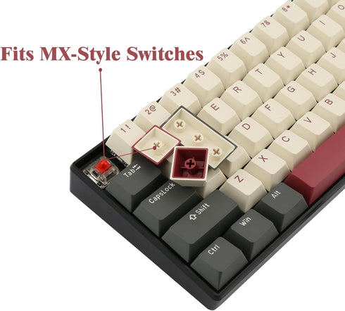 Happy Balls PBT Doubleshot Keycaps Cherry Profile Key Caps US-ANSI Layout for 61/68/75/81/84/87/98/104/108 MX Switches Mechanical Keyboards(Beige ...