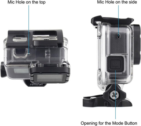 SOONSUN Skeleton Housing Case for GoPro Hero 7/6/5 Black, Hero (2018), Side Open Protective Case with Bracket Accessories – Ideal for Vlogging, Li...