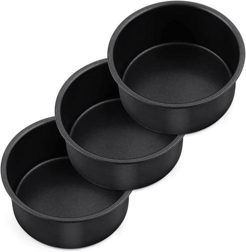 P&P CHEF 4 Inch Mini Cake Pan Set of 3, Non-Stick Round Baking Cake Pans Tins for Small Tier Smash Cakes, Non-Toxic & Solid, Stainless Steel Core ...