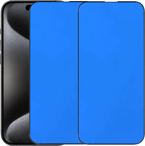 2 Pack Anti-Blue Tempered Glass Mirror Screen Protector Film for iPhone 15 Pro, 6.1 inch 9H Hardness Anti-scratch Full Covered (Blue)......