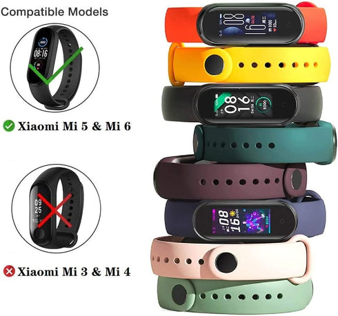 (8 PACK) Mi 5 & 6 Strap Replacement Bracelets with three FREE Screen Protectors , Skin-Friendly Soft & Flexible Silicone Mi 5 & 6 Strap Wristbands...