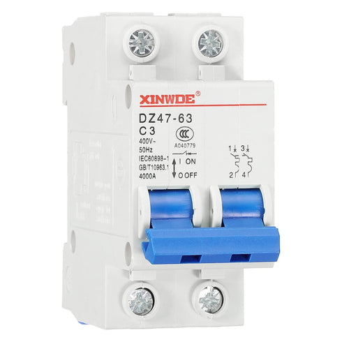 Miniature Circuit Breaker Low-voltage 2 Poles 3A 230/400V for Household Circuit Breaker Overload Protection...
