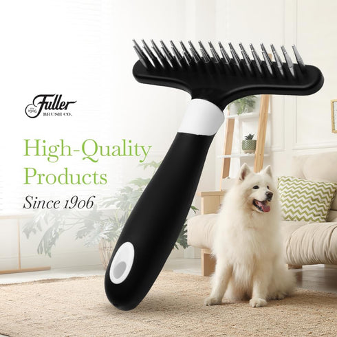 Fuller Brush Undercoat Pet Rake - 33 Sturdy Tapered Steel Pins Inset into Polypropylene Head - Ergonomically Designed Rubberized Handle - Reduce T...
