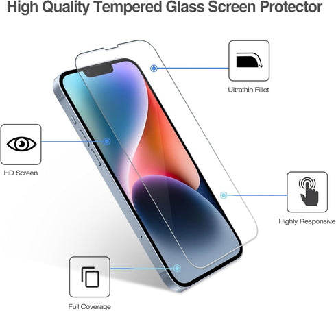 ProCase 2 Pack Screen Protector for iPhone 14 / iPhone 13 / iPhone 13 Pro 6.1 Inch, Tempered Glass Screen Film Guard for iPhone 14 2022 / iPhone 1...