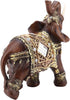 Feng Shui Wood Grain Elegant Elephant Statue 5.5 (H) Thai Elephant with Trunk Facing Upwards Collectible Figurine Sculpture Decoration Statue Weal...