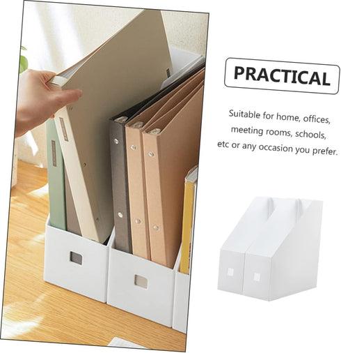 2pcs Plastic File Storage Rack Shelves for Desktop Organizer, White, 20in...