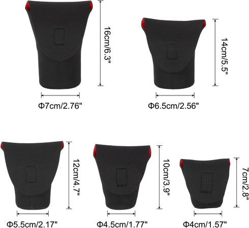 PATIKIL Lens Pouch Bag Set, 5 Pcs Camera Lens Bag with Hook and Loop, Shockproof Lens Case with Thick Protective Neoprene for SLR, Lens, Water Cup...