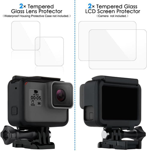 2 Pack GoPro Hero5 Lens & Screen Protectors Tempered Glass for GoPro Hero5 Sport Camera...