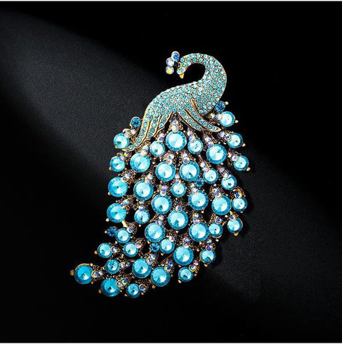 Rhinestone Peacock Brooch Pin Crystal Bird Brooch Safety Pin Animal Brooch Wedding Bridal Brooches Collar Lapel Pin Badge for Dress Shirts Coat...