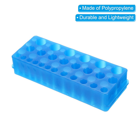PATIKIL 26 Wells Tube Rack, 2 Pcs Vial Rack Single Layer Multifunction Centrifuge Tube Holder for Microcentrifuge Tubes 0.2/0.5/1.5/2/5ml, Blue...