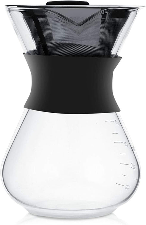 Ymiko Pour Over Coffee Maker, Manual Hand Drip Coffee Dripper Brewer Maker Glass Carafe Pot with Stainless Steel Filter...