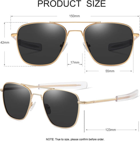 JOVAKIT Men's Polarized Aviator Sunglasses Retro Military Style Pilot Sun Glasses Bayonet Temples UV400 Protection...