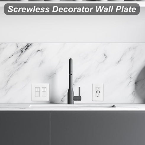 Screwless Outlet Covers Wall Plate, 4 Pcs Light Switch Cover Plate, Light Switch Covers Wall Plate, Decorative Wall Plate Cover, 2 Gang 1 Gang Wal...