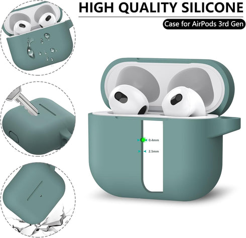 AirPods 3rd Gen Case Cover with Cleaner Kit,Soft Silicone Protective Case for Apple AirPods 3rd Generation Charging Case with Keychain,Shockproof ...
