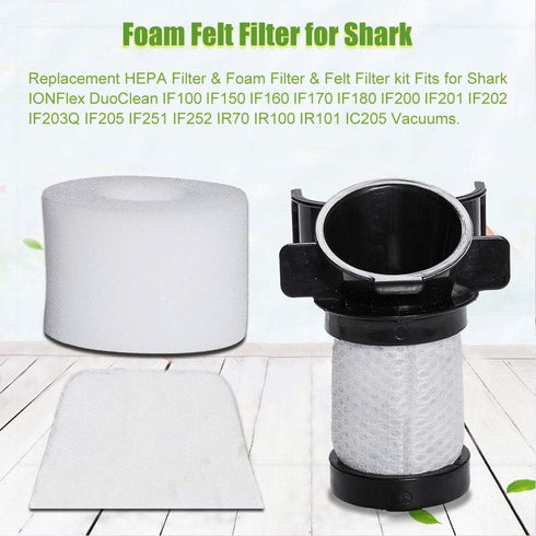 HIFROM 2 HEPA Filter & 3 Foam Felt Filter Compatible with Shark IONFlex DuoClean Vacuum IR100 IR101 IR70 IF100 IF150 IF160 IF170 IF180 IF251 IF200...