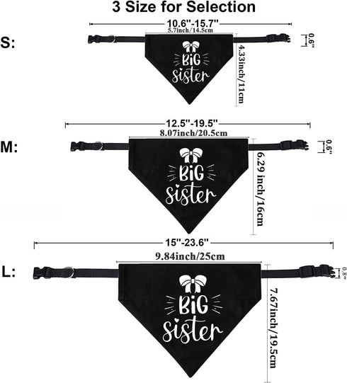 Big Sister Dog Bandana Collar, Pregnancy Announcement Dog Bandana, Strong D-Ring for Easy Leash Attached Gender Reveal Dog Bandana, Adjustable Dog...