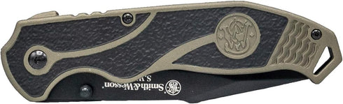 Smith & Wesson SWAT II 8.5in S.S. Spring Assisted Folding Knife with 3.5in Serrated Drop Point and Rubberized Aluminum Handle for Outdoor Survival...