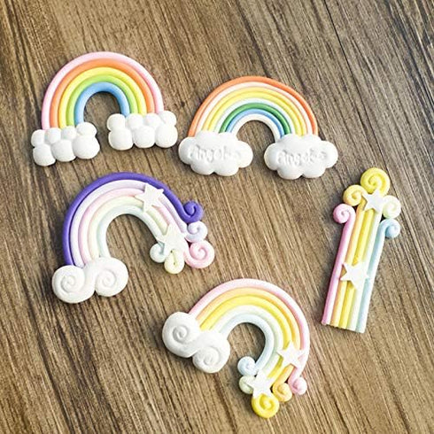 Fewo Rainbow and Cloud Fondant Molds Silicone Gum Paste Polymer Clay Resin Sugar Craft Mould Birthday Party Baby Shower Cake Cupcake Decorating To...