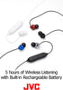 JVC Wireless Earbud Headphones, Sweat Proof, 5 Hours Long Battery Life, Secure and Comfort Fit with 3 Button Remote - HAFY8BTA (Blue),Medium...