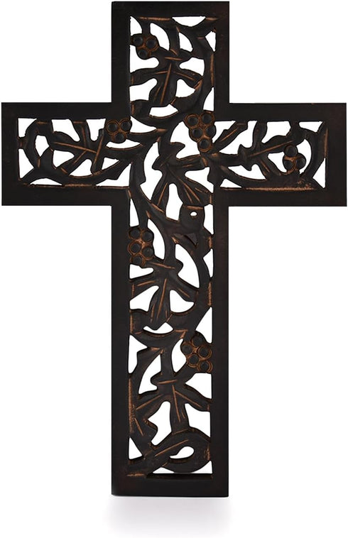 Nirvana Class Wooden Wall Hanging Cross Handmade Antique Design Religious Home Living Room Décor Accessory...