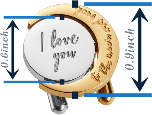 I Love You To The Moon And Back Cufflinks , Stainless Steel Cufflinks Gift...