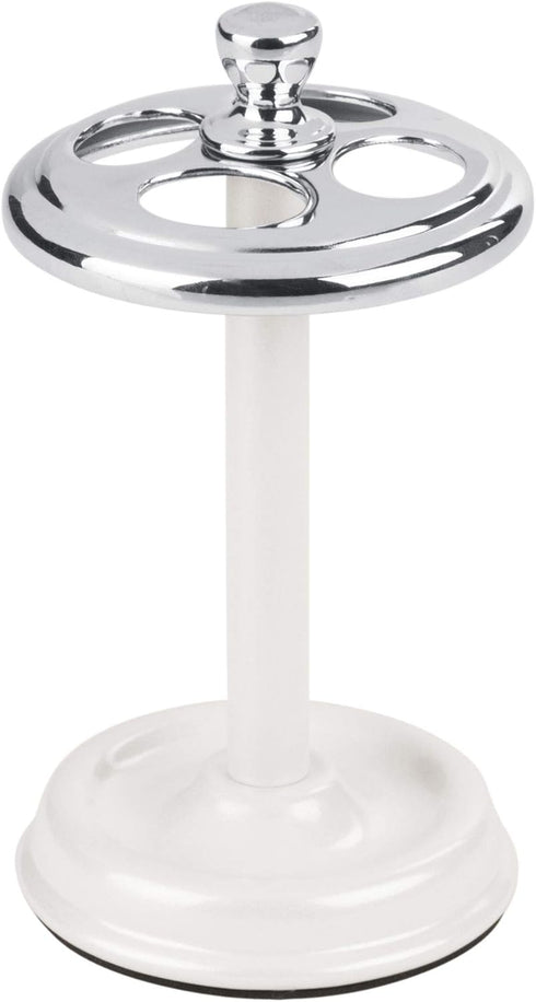 iDesign Metal Toothbrush Holder - Bathroom Cup for Bathroom Organization, The York Collection - 3.25" x 3.25" x 5.75", Chrome and Pearl White...