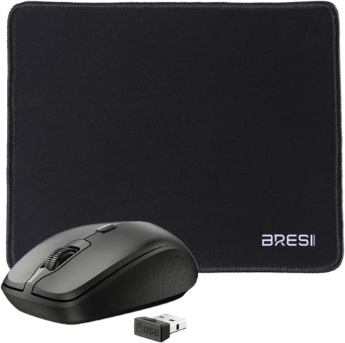 Ergonomic Bluetooth Mouse and Mouse Pad for Laptop, Silent Mouse with 3-Levels DPI, USB Nano Receiver for Android PC Notebook Computer Mac-Black...