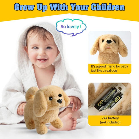 Plush Golden Retriever Toy Puppy Electronic Interactive Dog - Walking, Barking, Tail Wagging, Stretching Companion Animal for Kids Toddlers...