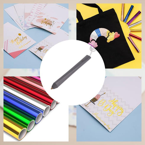 Joelver Maker Hot Foiling Pen with 4 Size Metal Tips &1pc Gold Heat Activated Foil Rolls,Hot Foil Quill Pen for Card Making Scrapbooking Tools, US...