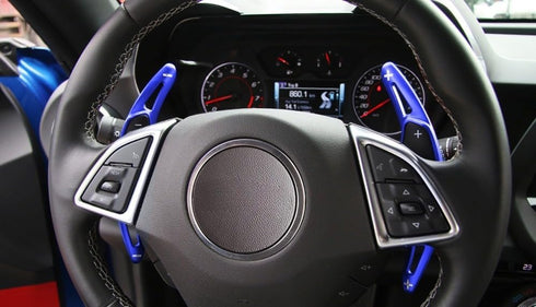 iJDMTOY Blue CNC Billet Aluminum Large Paddle Extensions Compatible with Chevy 2014-2019 C7 Corvette, 2016-up Gen6 Camaro...