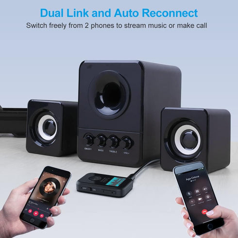 1Mii Aux to Bluetooth 5.0 Adapter 3.5mm Bluetooth Receiver for Car with OLED Display, 3.5mm Jack Kit with Volume Control Supports aptX-HD & Hands-...