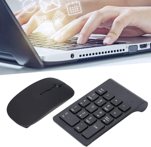 Wireless Numeric Keypad,2.4G Numeric Keypad & Mouse Combo,Mini 18 Keys Number Pad,Financial Accounting Numeric Keypad with Wireless Mouse for Lapt...