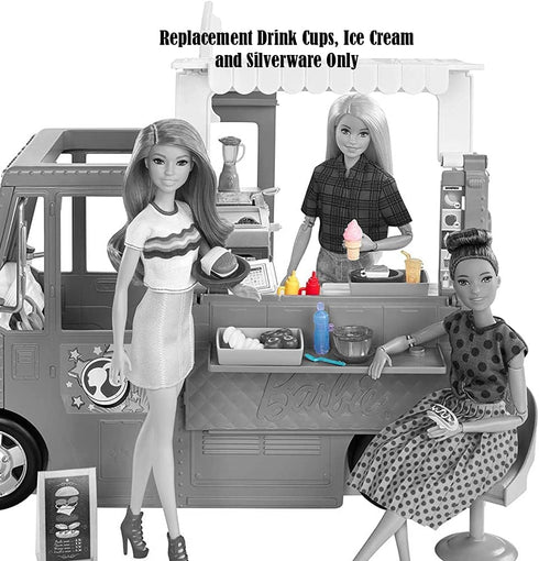 Barbie Replacement Parts for Fresh 'n Fun Food Truck Doll Playset - GMW07 ~ Replacement Drink Cups, Ice Cream and Silverware...