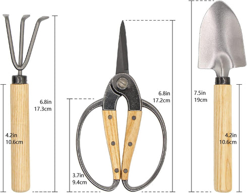 N&V Bonsai Scissors Set, 3 Pcs Set Including Bonsai Scissors, Mini Rake and Mini Shovel, For Arranging Flowers, Trimming Plants, For Grow Room or ...