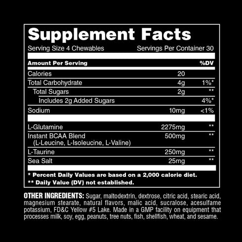 Animal Recovery Chews, Fast Acting Recovery with BCAA, Taurine and Glutamine for Muscle Repair and Hydration - Convenient and Delicious Chews Form...
