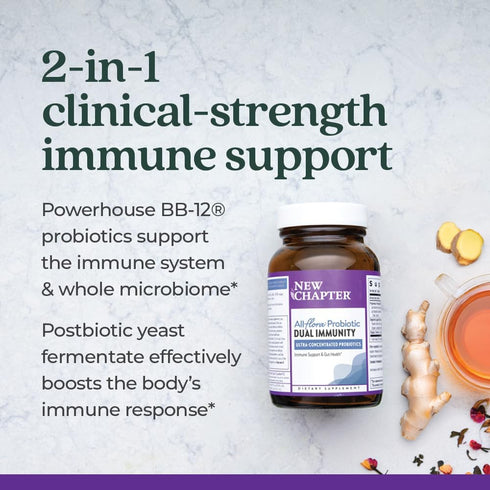 New Chapter All-Flora™ Probiotic Dual Immunity, Clinical-Strength Ingredients - Highly Concentrated Probiotics for Active Immune Support & Gut Hea...